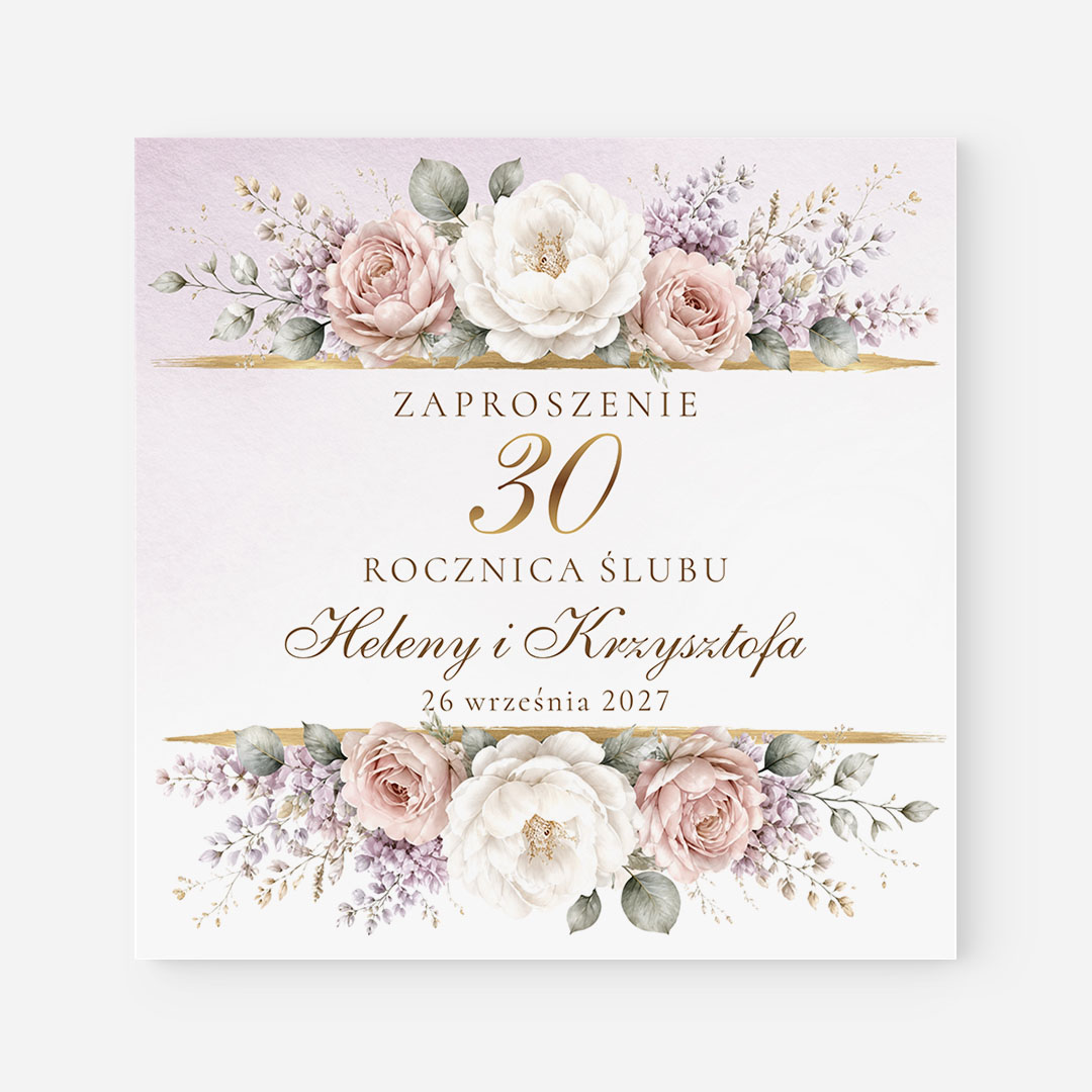 Zaproszenie na 30. rocznicę ślubu w delikatnym odcieniu fioletu – TG°629
