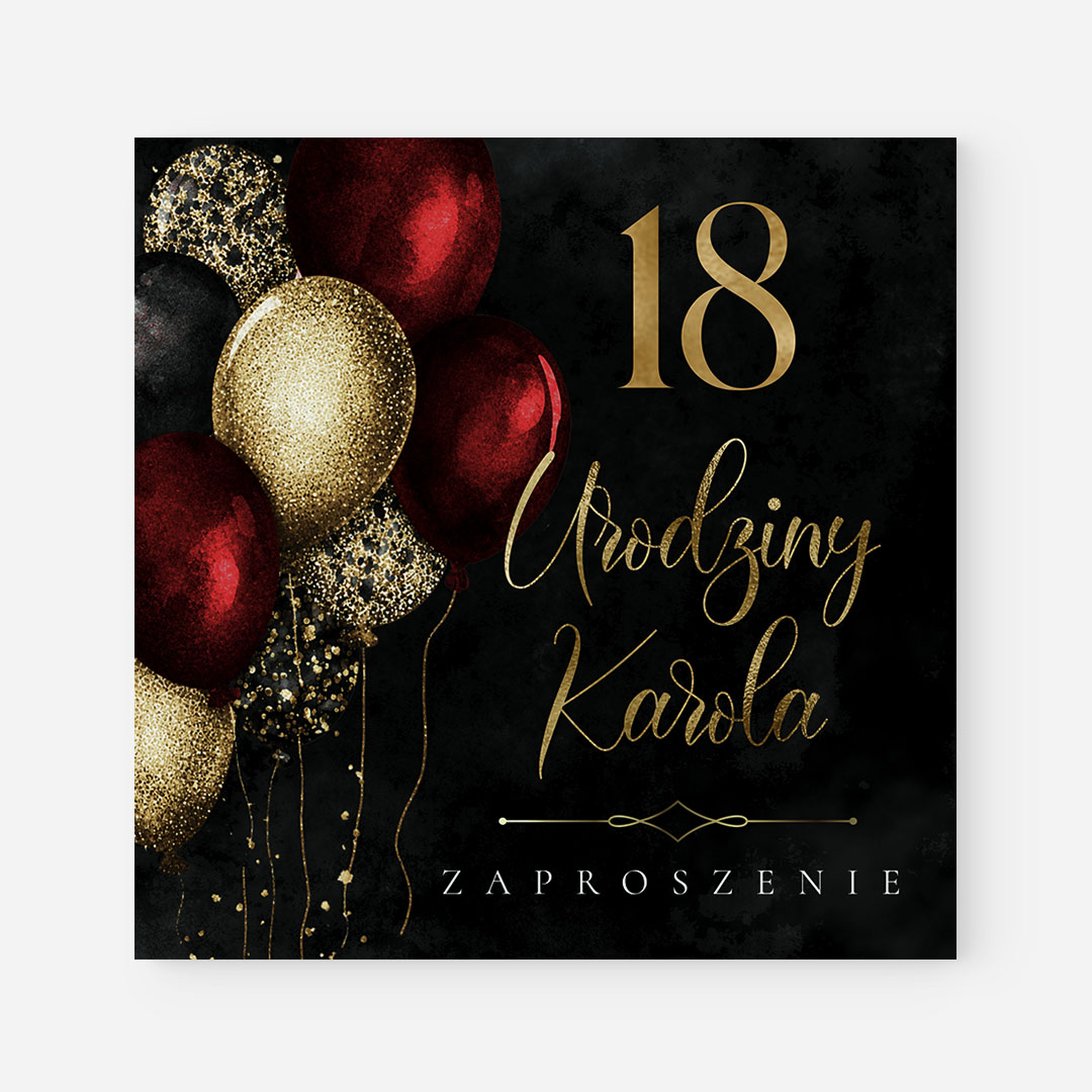 Czarno-Bordowe zaproszenie na Osiemnastkę – RT°134