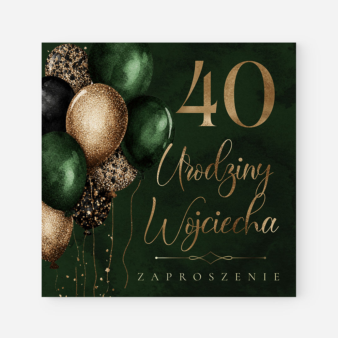 Czarno-Zielone zaproszenie na 40 urodziny – RT°139