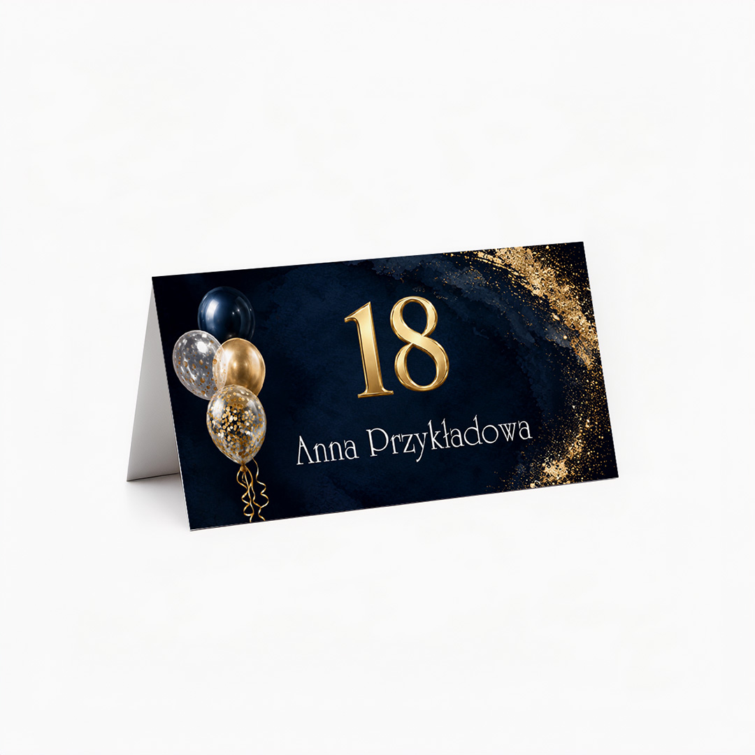 Granatowe zaproszenia personalizowane na 18 – RT°146 - obrazek 3