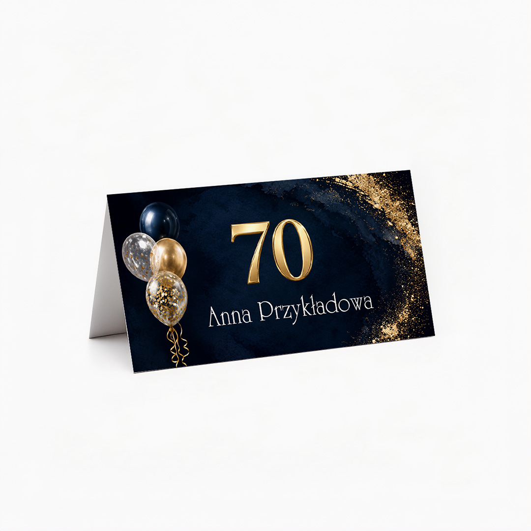 Granatowe zaproszenia personalizowane na 70 – RT°146 - obrazek 3
