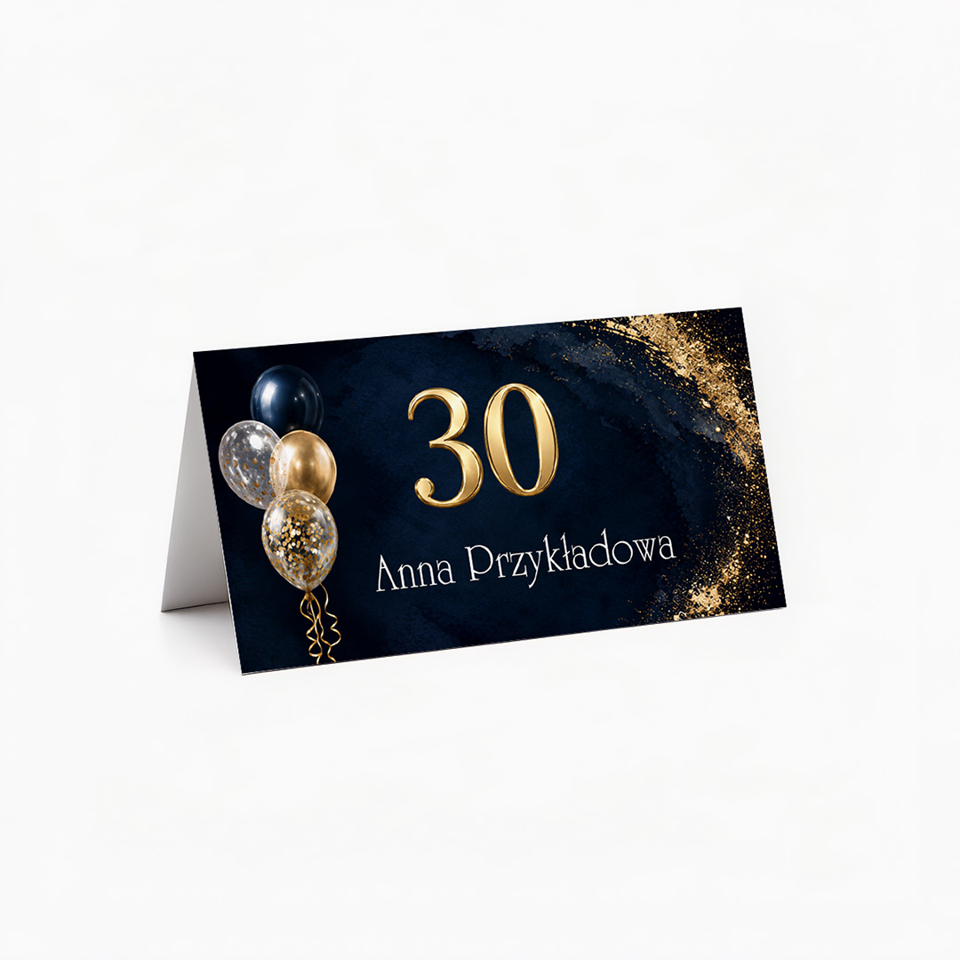 Granatowe zaproszenia personalizowane na 30 – RT°146 - obrazek 3