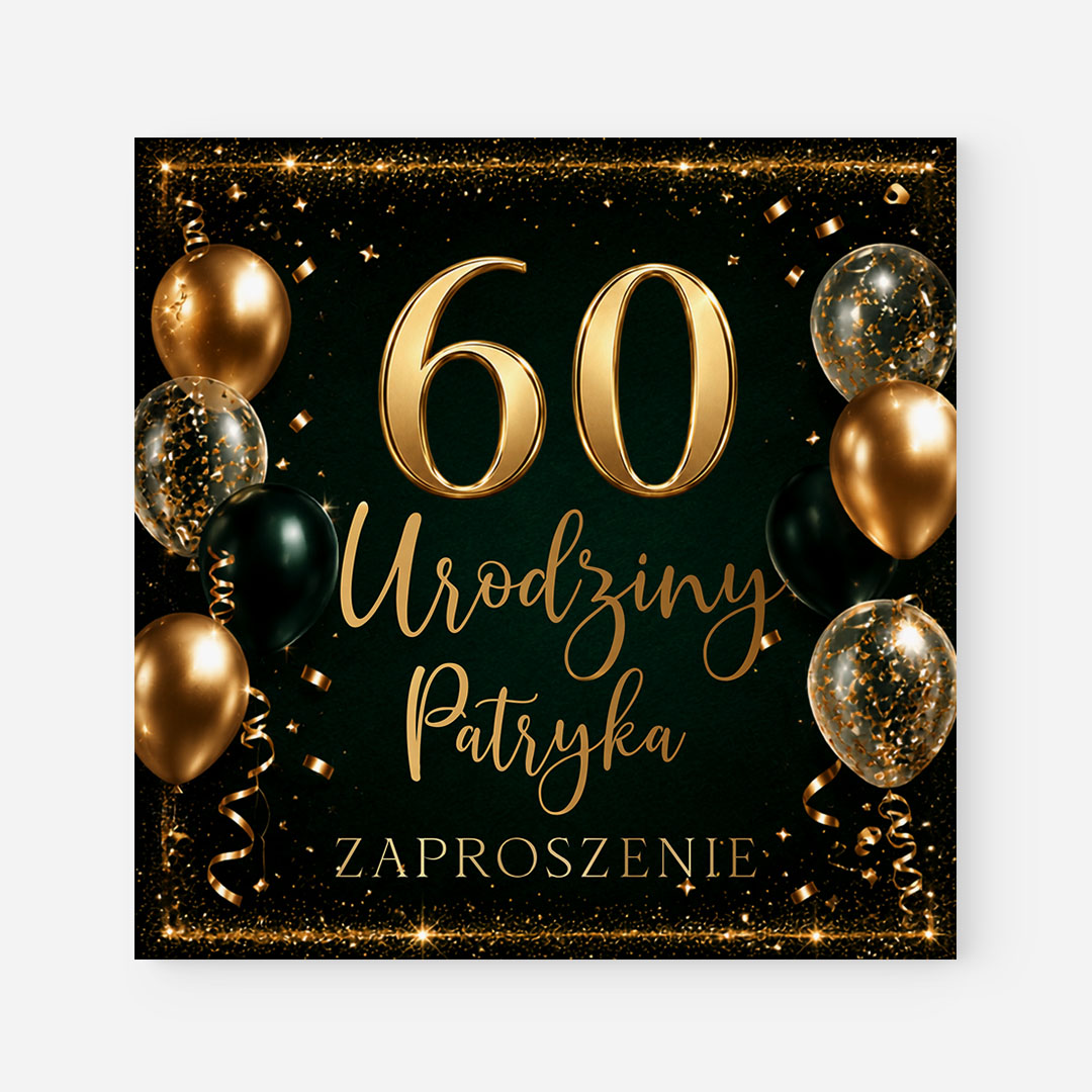 Zielono-złote zaproszenia na 60 urodziny – RT°148