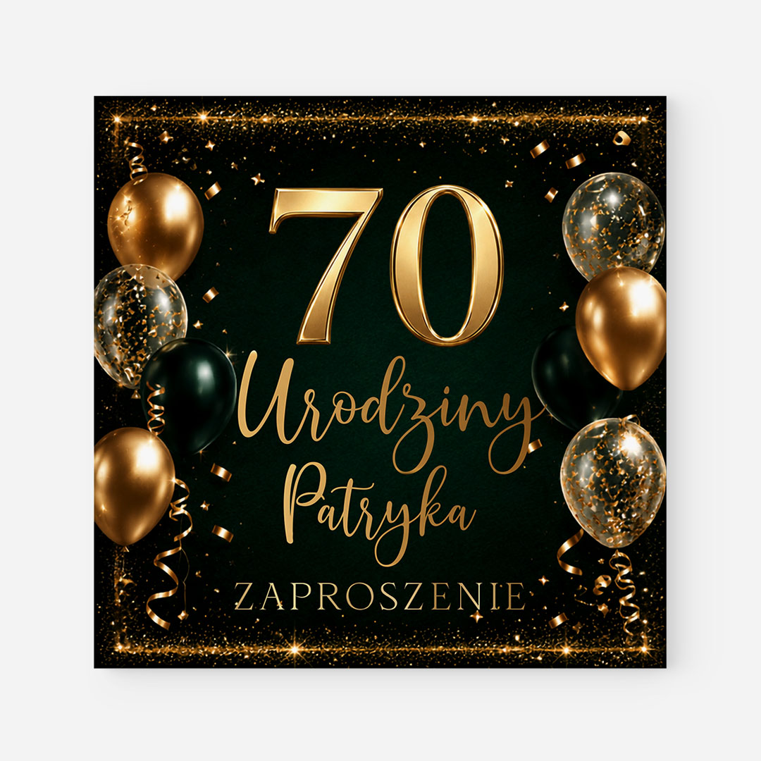 Zielono-złote zaproszenia na 70 urodziny – RT°148