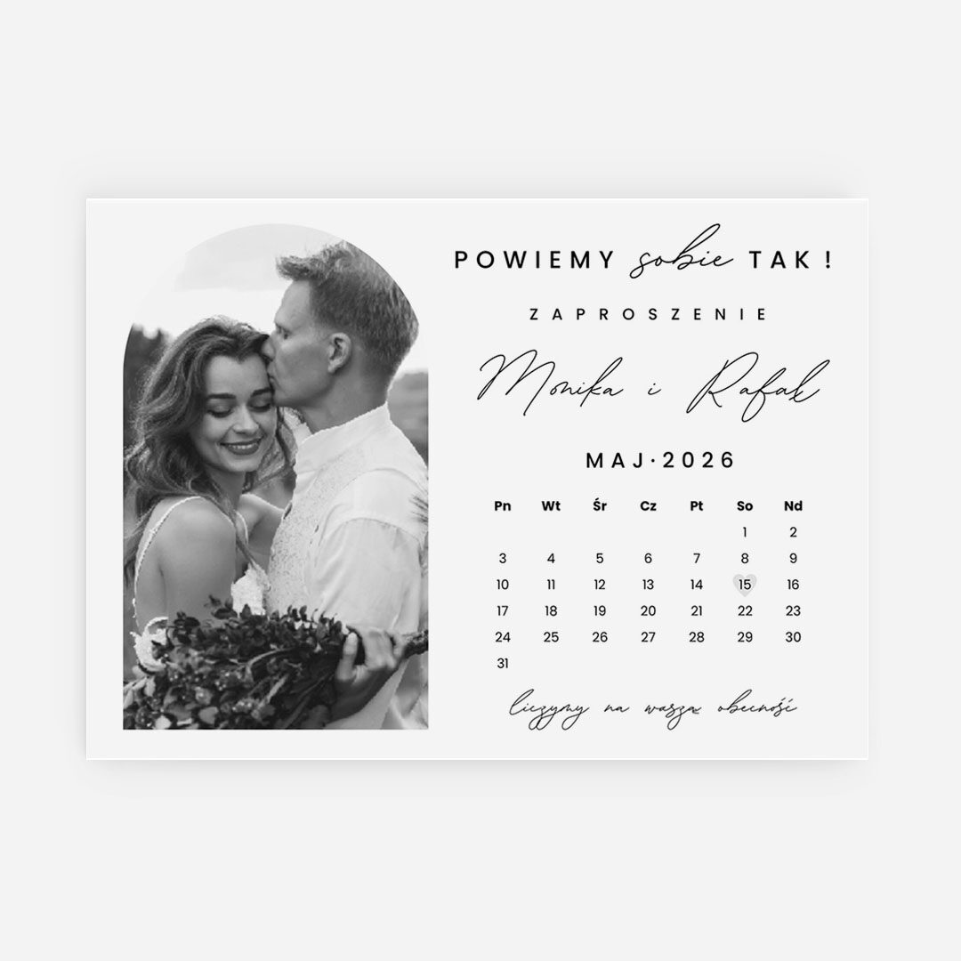 Jednokartkowe zaproszenie ślubne ze zdjęciem - MR°255