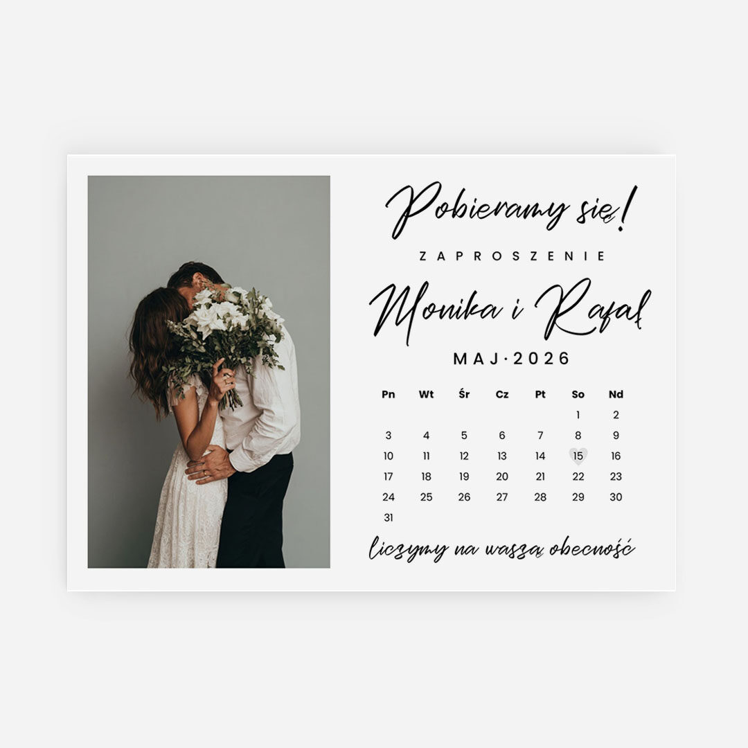 Jednokartkowe zaproszenie ślubne ze zdjęciem - MR°257